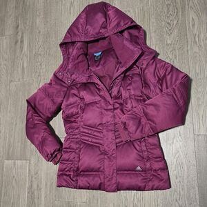 Ladies Adidas Down Filled Coat. Size Med. Red Wine Colour.